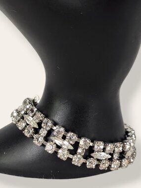 Vintage White Rhinestone Statement Bracelet